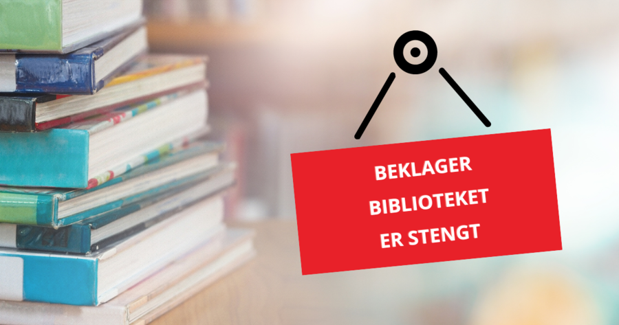 Plakat om stengt bibliotek